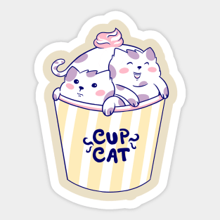 Cute Cup Cat Sticker